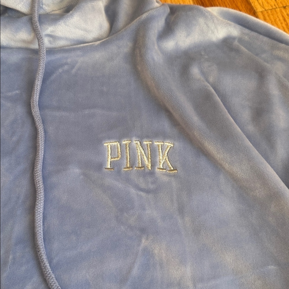 Pink Blue Velvet Hoodie - Picture 2 of 4